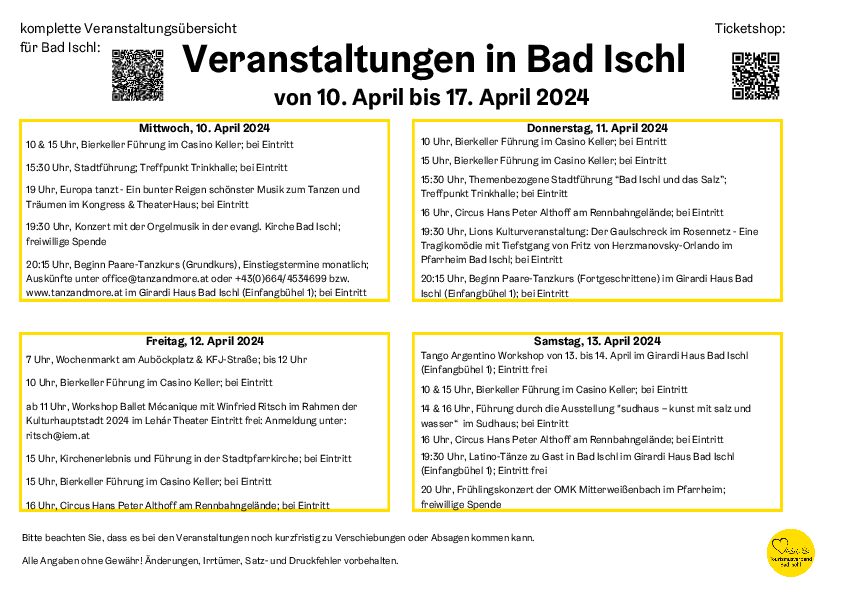 Wochenprogramm Bad Ischl